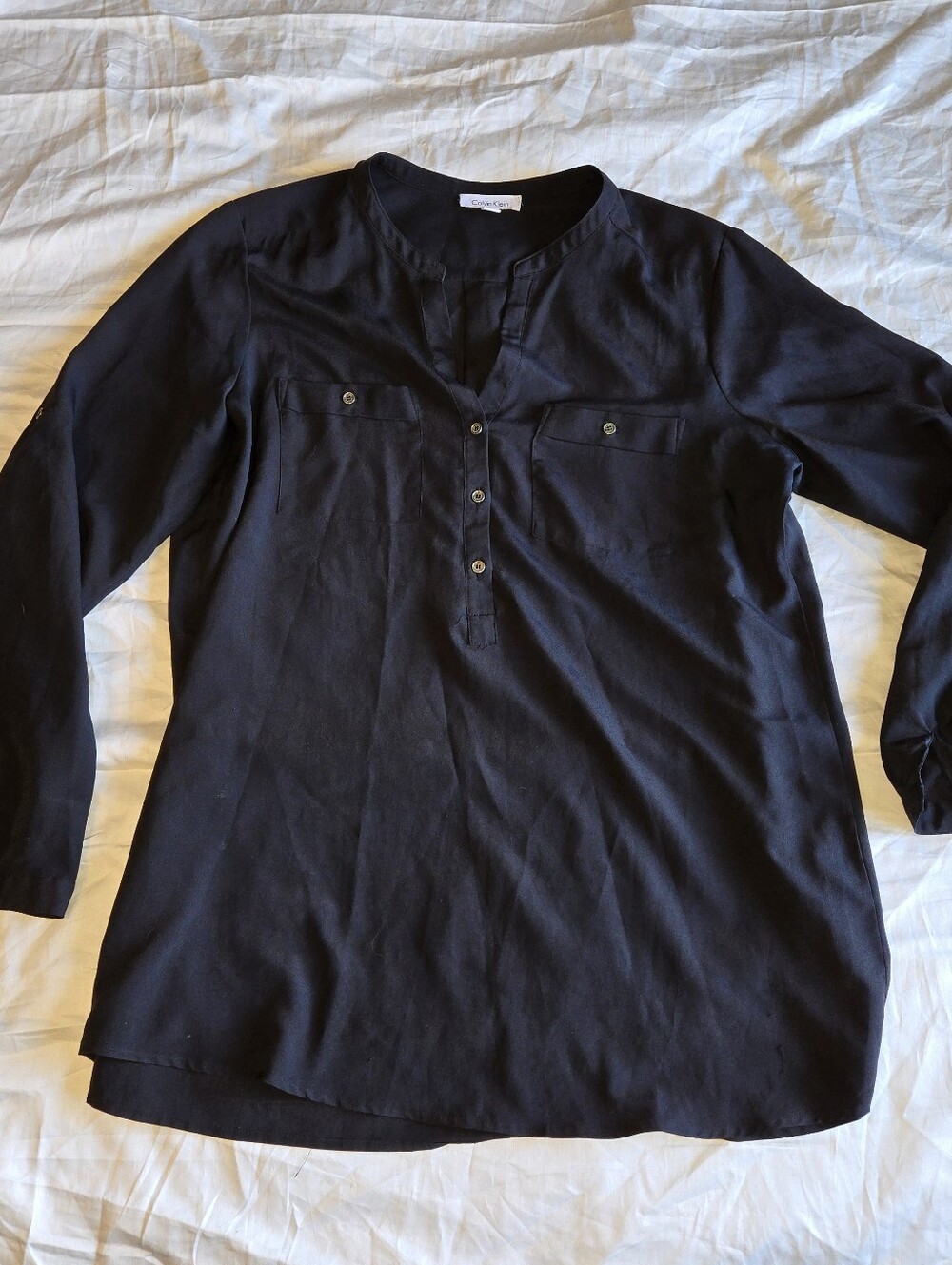 Calvin Klein Black Long Sleeve Henley Shirt